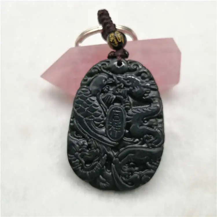 Прямая поставка китайские ювелирные изделия черный зеленый нефрит резное кольцо