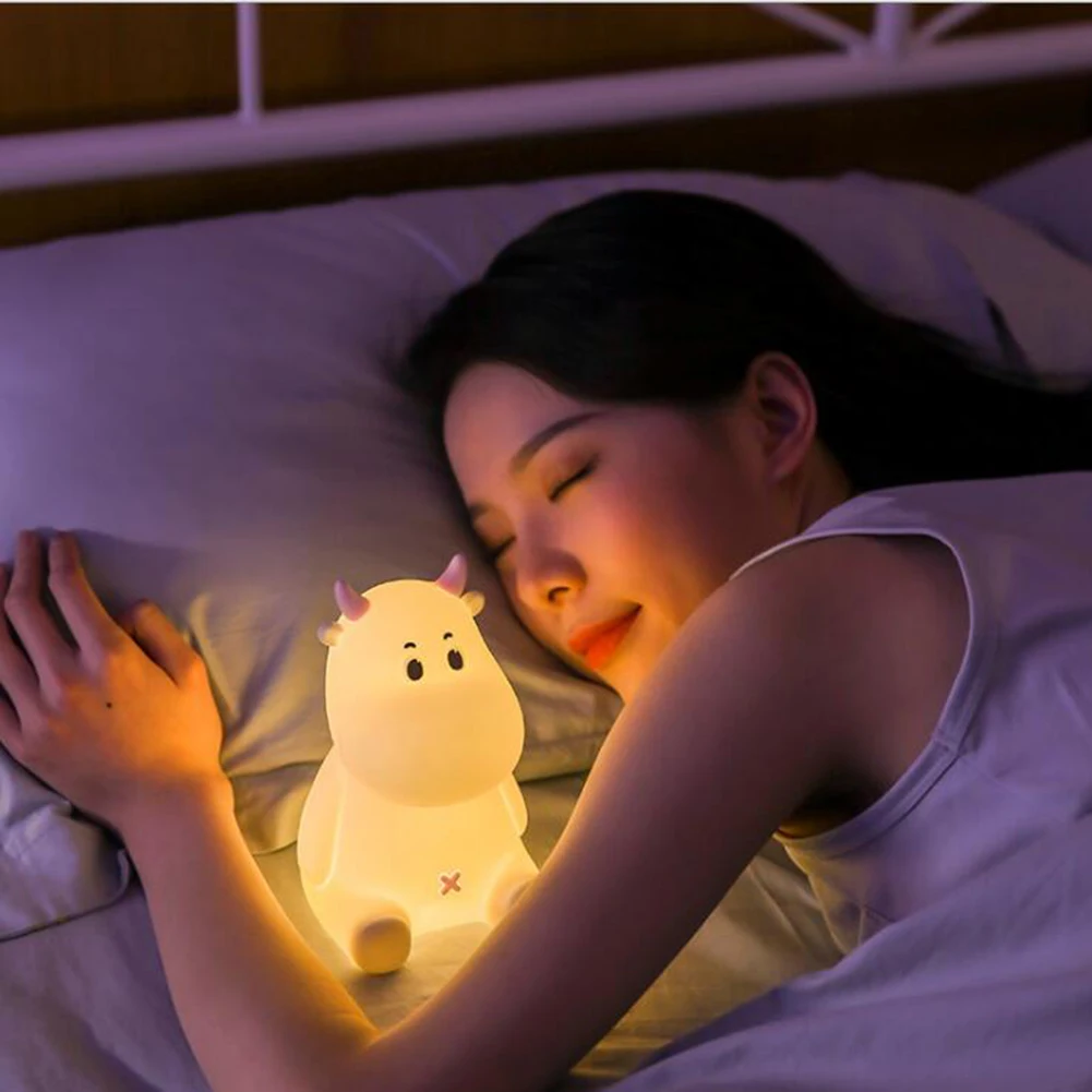 

NEW USB Dull Cow Night Light Three Gear Dimming Timing Multi-color Light Suitable For Pregnant Women And Babies