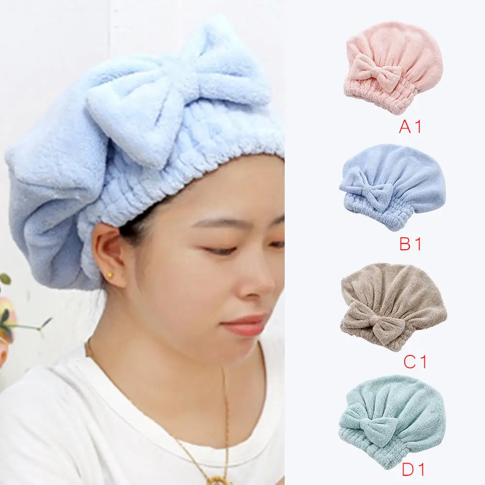 

Bow Princess Dry Hair Spa Bathing Cap Lady Microfiber Towel Quick Hair Drying Bowknot Wrap Cap