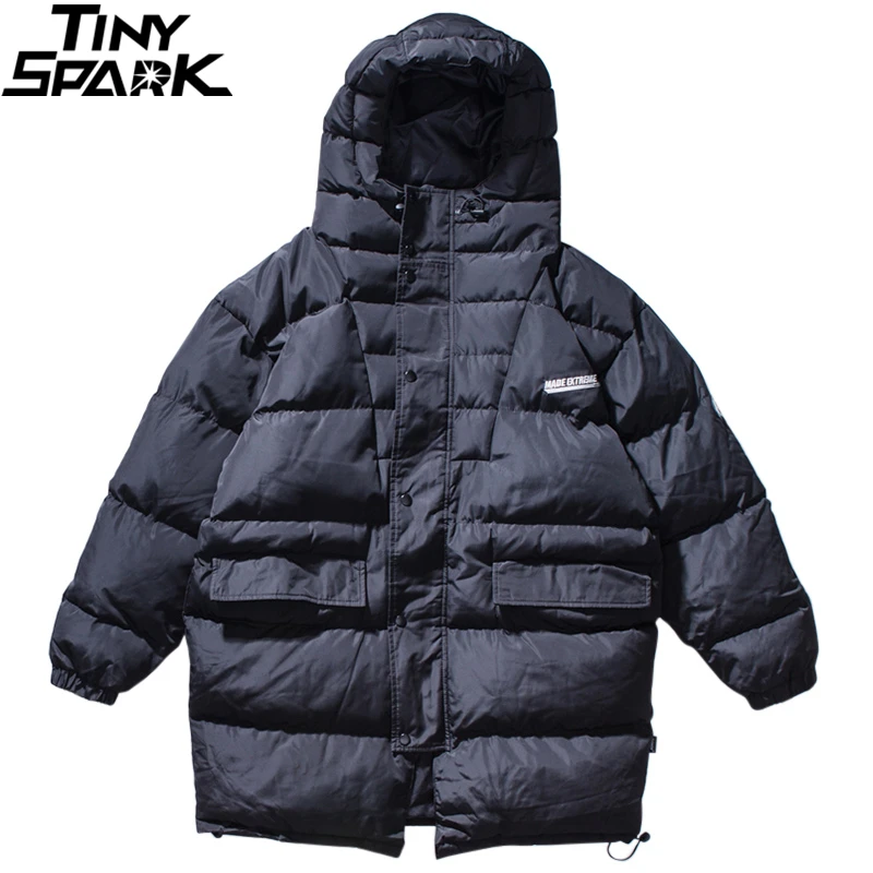 Хип хоп длинная куртка с капюшоном парка зима 2019 Мужская Уличная Ретро Тренч