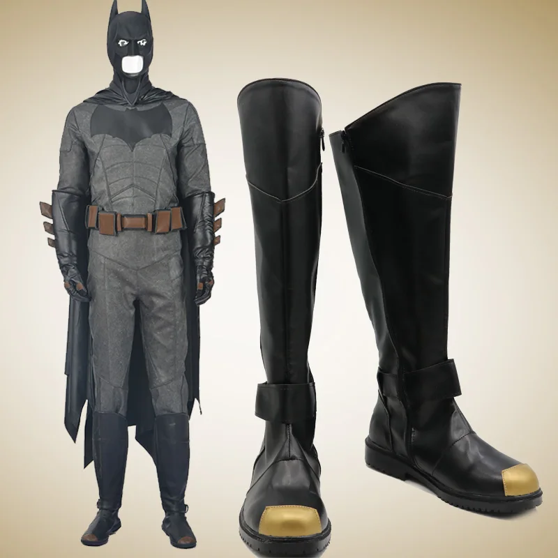 CostumeBuy Бэтмен "Лига правосудия"; аксессуары для маскарада на Хеллоуин индивидуальный заказ супергероя обувь с изображением Бэтмена цвета; кожаные ботинки черного цвета