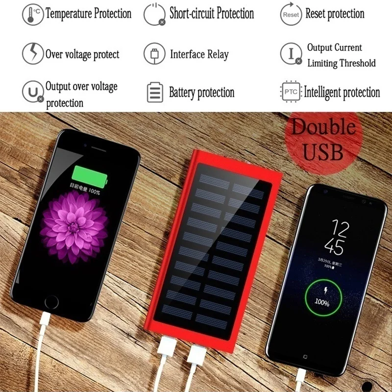 Xiaomi Solar power Bank 30000 мАч 2 USB Батарея банк Аксессуары для мобильных телефонов Карманный Портативный купить 2 получить скидку 10% дропшиппинг