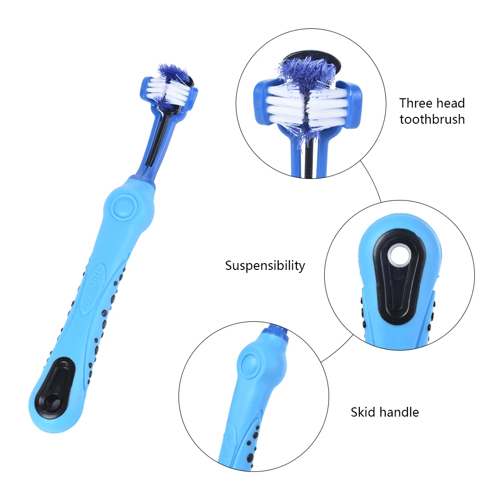 Hoomall Pet Toothbrush Three Sided Teddy Dog Brush Addition Bad Breath Tartar Teeth Care Cat Mouth Cleaning Supplies |