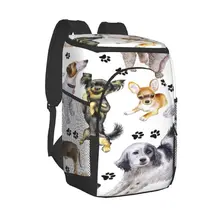 Protable Insulated Thermal Cooler Waterproof Lunch Bag Thoroughbred Dogs Footprints Picnic Camping Backpack Double Shoulder Bag