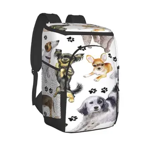 protable insulated thermal cooler waterproof lunch bag thoroughbred dogs footprints picnic camping backpack double shoulder bag free global shipping
