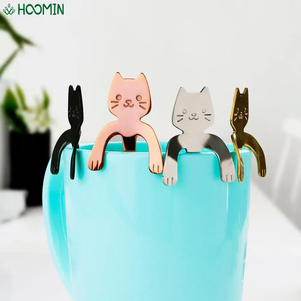 

Чайные ложки из нержавеющей стали с милым котом, мини-ложка для кофе, десертные ложки для мороженого, посуда для бара Вечерние