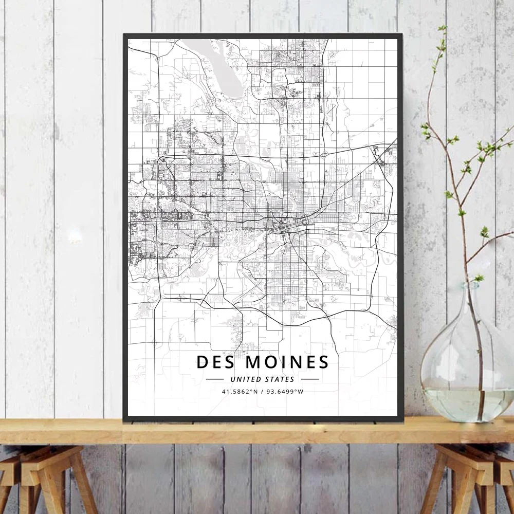 

Плакат с картой США де-Мойн ия Айова