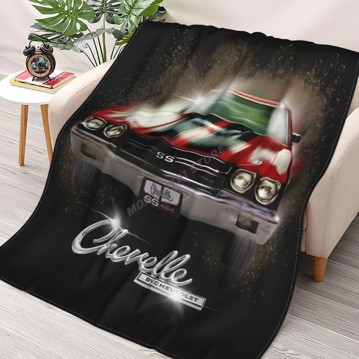 

1970 Chevelle SS 454 Design By UrbanHero Throw Blanket Sherpa Blanket cover Bedding soft Blankets