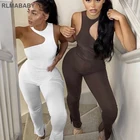 Модный Асимметричный боди на одно плечо без рукавов с разрезом и высокой талией сексуальный комплект из 2 предметов Женский Повседневный сексуальный комплект одежды