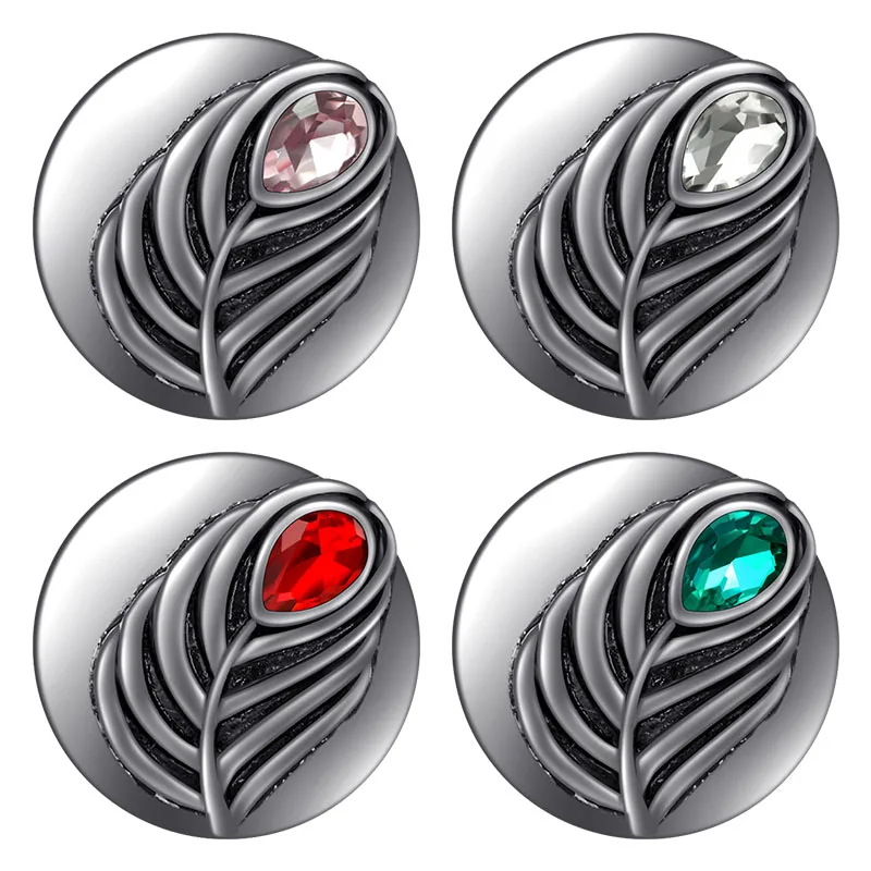 KZ3512 Новый Красота перо Стразы 18 мм кнопки fit DIY 18 мм оснастки застежка браслета ювелирные изделия подарок ко Дню Святого Валентина