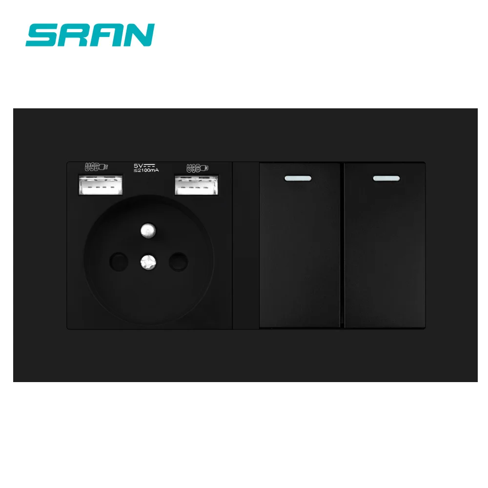 Розетка SRAN с переключателем качалкой 220 В 16 А настенная розетка usb 146 мм * 86 панель