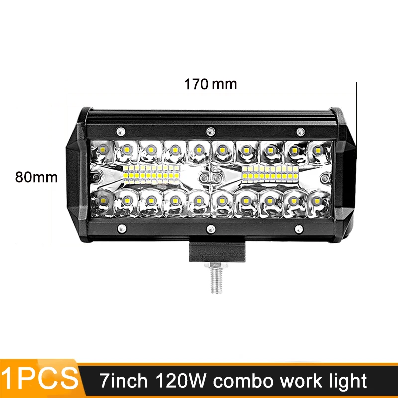 1PCS 120W combo DERI светодиодный рабочий светильник, 7 дюймов, 32 Вт, 36 Вт, 120 Вт, 150 Вт, комбинированный луч, Рабочая лампа, светодиодный светильник для внедорожника, 4x4, 4WD, трактор, противотуманная фара - Цвет: 1PCS 120W combo