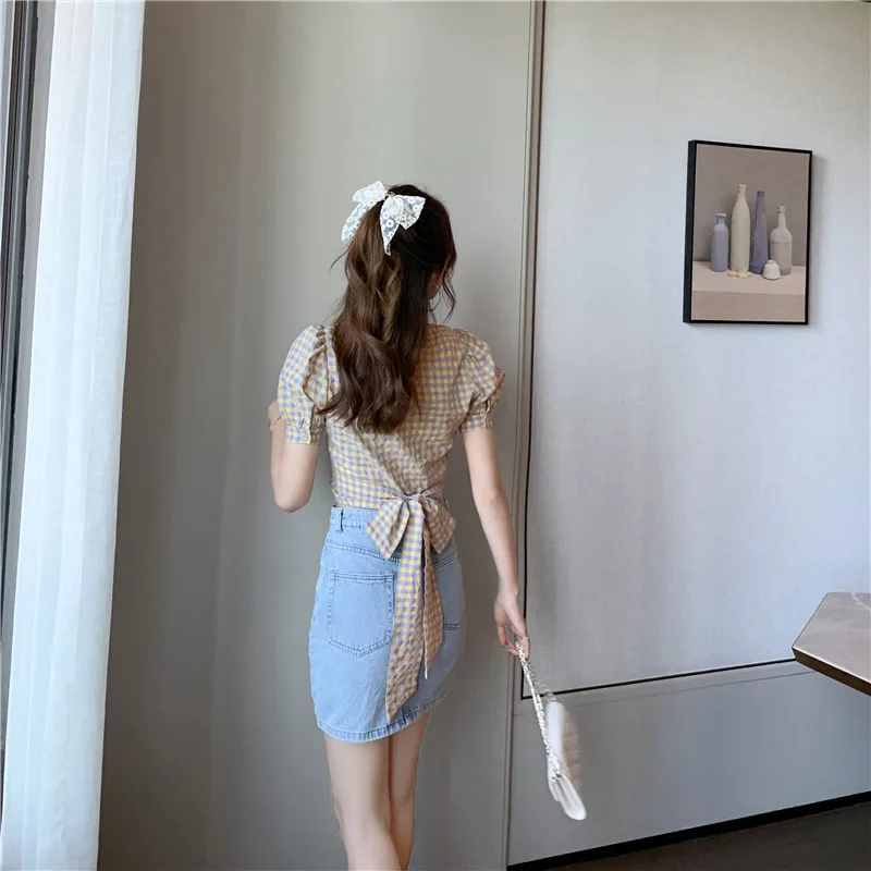 Блузка женская шифоновая с V-образным вырезом и рукавами-фонариками 2020 | Женская