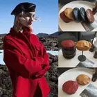 Лидер продаж, Женский Повседневный однотонный берет из искусственной кожи, шапка для женщин, осенне-зимние шапки-бини в стиле ретро, новые модные береты, шапка