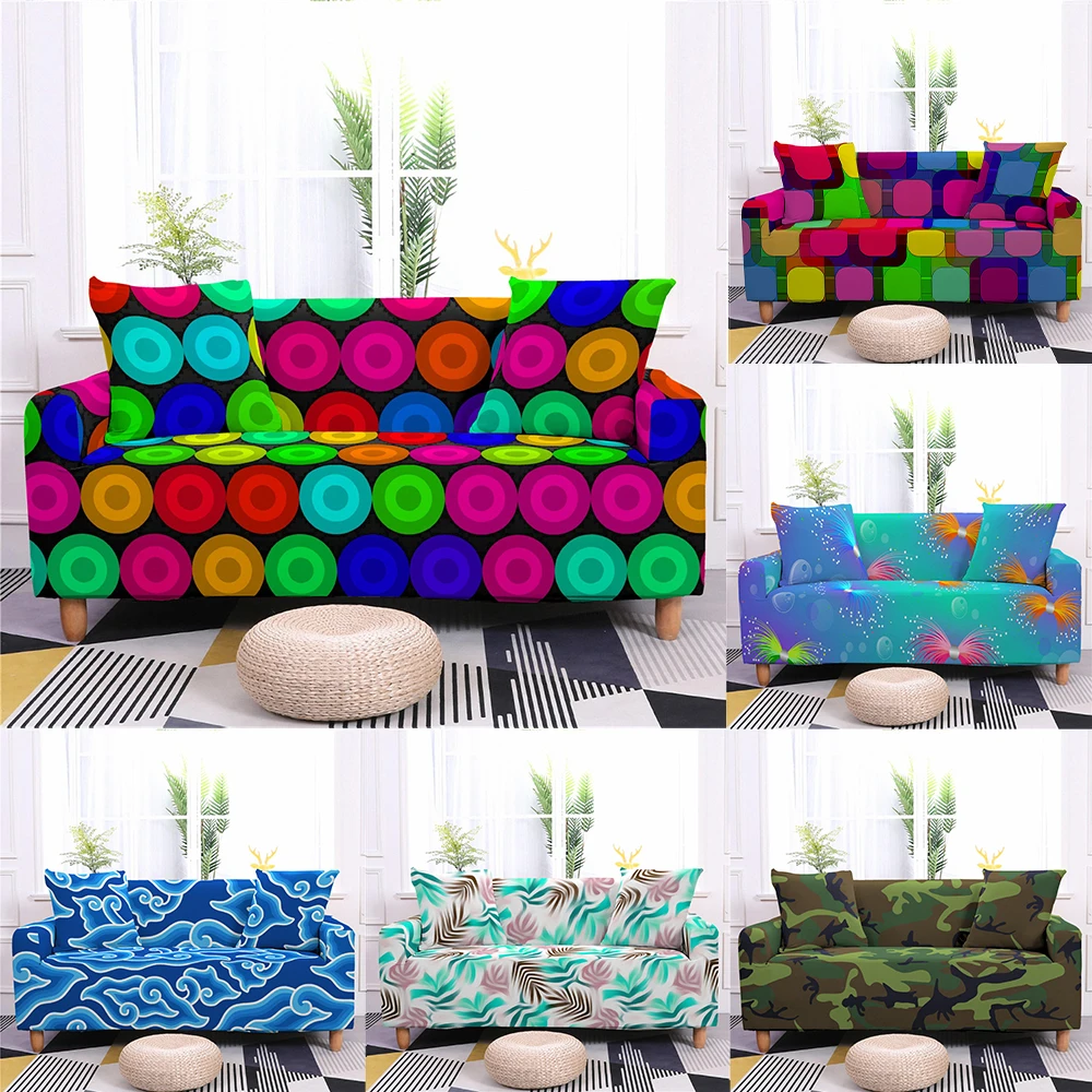 

Cartoon Elastic Sofa Cover Stretch Couch Cover Geometric Sofa Covers for Living Room Sectional Sofa Protector 1/2/3/4 Seat Towel