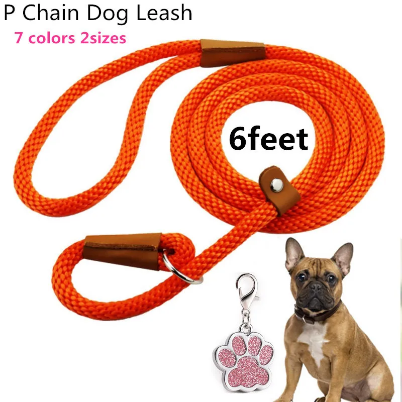 

6 FT Nylon Pet Leash Outdoor Training Dog Leashes Double Handle Rope P Style Adjustable Collar Belt For Small Large Dog Supplies