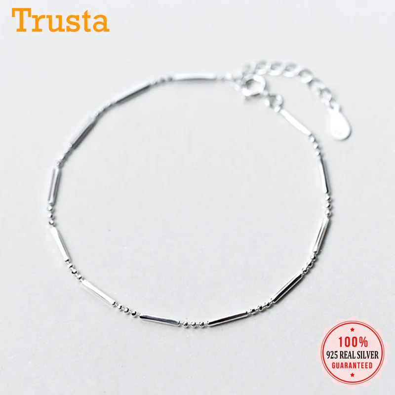 Женский браслет с бусинами Trusta из 100% серебра 925 пробы 15 5 см ручные аксессуары для