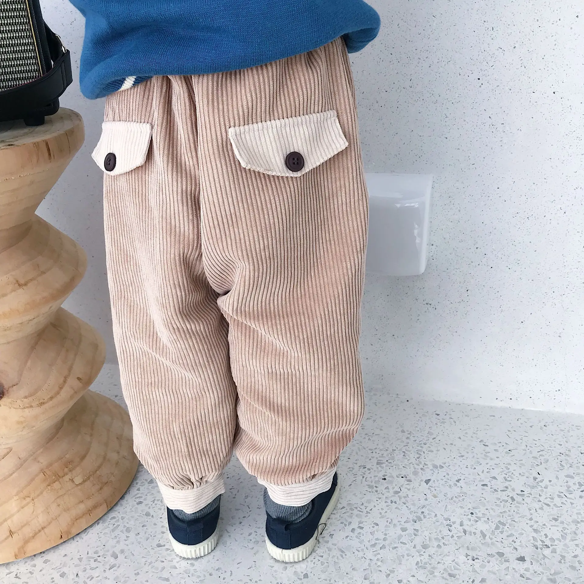 Tonytaobaby/зимняя одежда; новые бархатные штаны с карманами для маленьких мальчиков и девочек; штаны для мальчиков; детские штаны