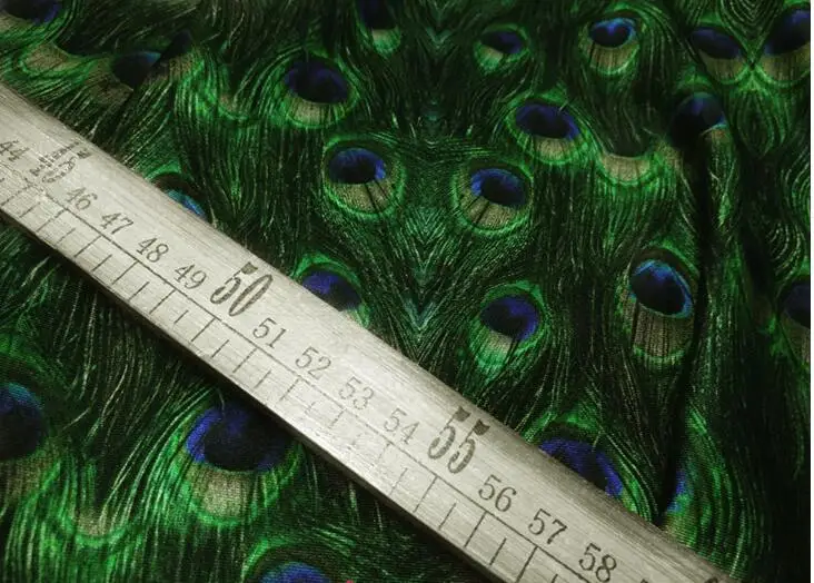 Зеленое перо павлина спандекс/лайкра хлопок трикотажная эластичная ткань сделай