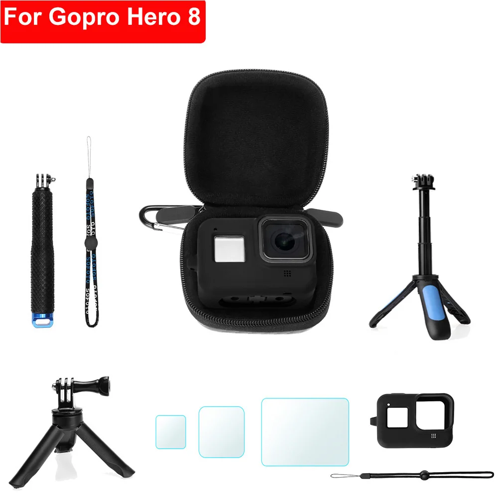 Набор аксессуаров для Gopro Hero 8 сумка хранения силиконовый чехол селфи Палка