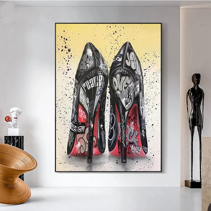 

Черные туфли на высоком каблуке граффити искусство 5D «сделай сам» алмазная живопись вышивка крестиком Алмазная мозаика полный комплект ру...