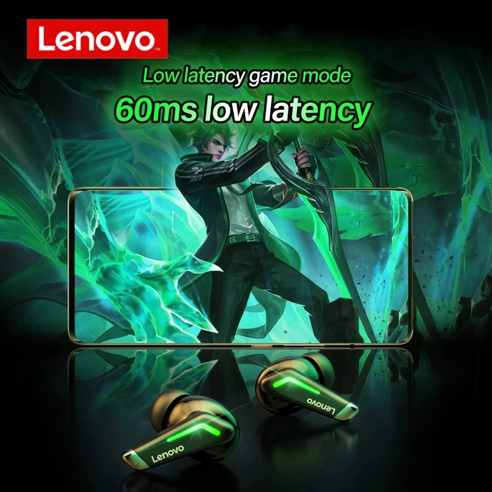 Original Lenovo GM3 Bluetooth Headphone With Digital Display TWS Low Latency Gaming Headset Wireless Earphone Noise Cancelling |