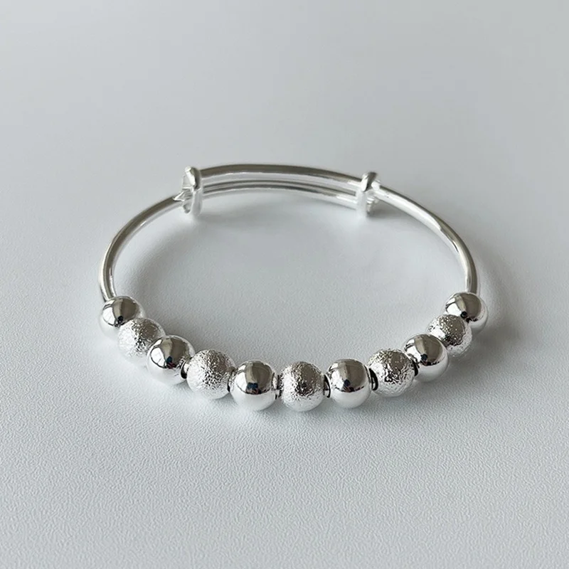 

2021 Pull Ring Copper Silver Plated Women's Bracelet Horse Ring Push Pull Nine Bead Bracelet Silver Bracelet Round Bead Jewelry