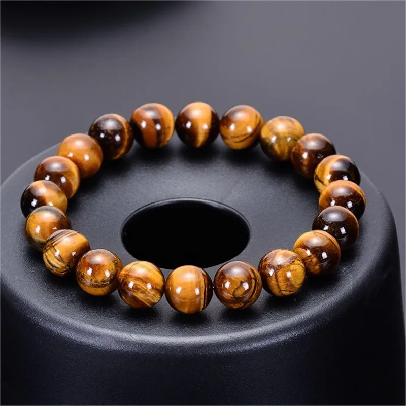4-20 mm Tiger Eye Bracelet for Men Women Natural Stone Tiger Eye Beads Bracelet Elastic Yoga Chakra Healing Energy Jewelry Gifts