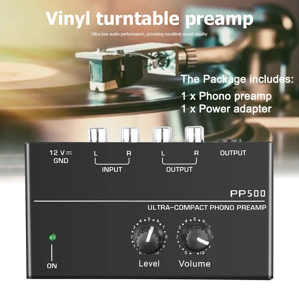 

Kebidumei Amplifier for speakers 12V RCA Input Output 1/4"TRS Phono preamp Preamplifier power bass For home theater Durable