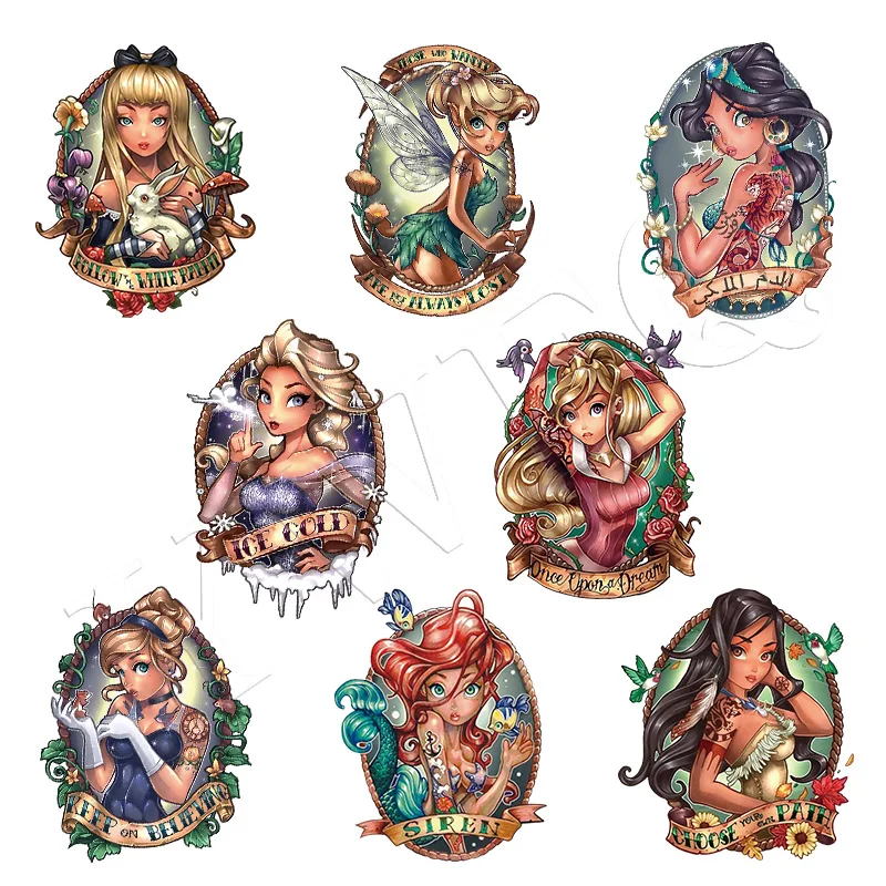 

Girls Clothes Appliques Princess Patches Badges Heat Transfer Garment Accessory New Diy Washable Cartoon Stickers