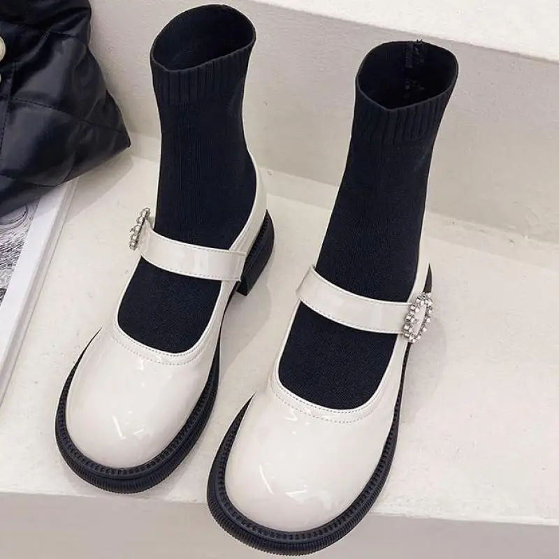 

Round Toe Non Slip Buckle Strap Chunky Heel Loafers Women Patent Leather Soft Sole Platform Elegant Ytmtloy Chelsea Boots Sexy