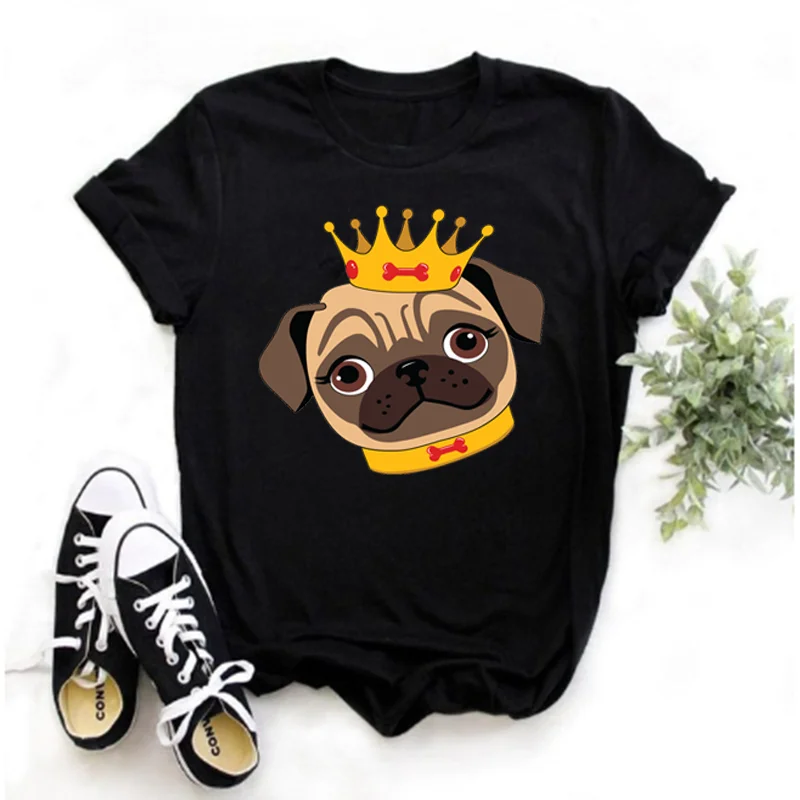 Camiseta с принтом собаки мопса для женщин Remera De манга Corta Ropa Ulzzang Harajuku Para Mujer - купить