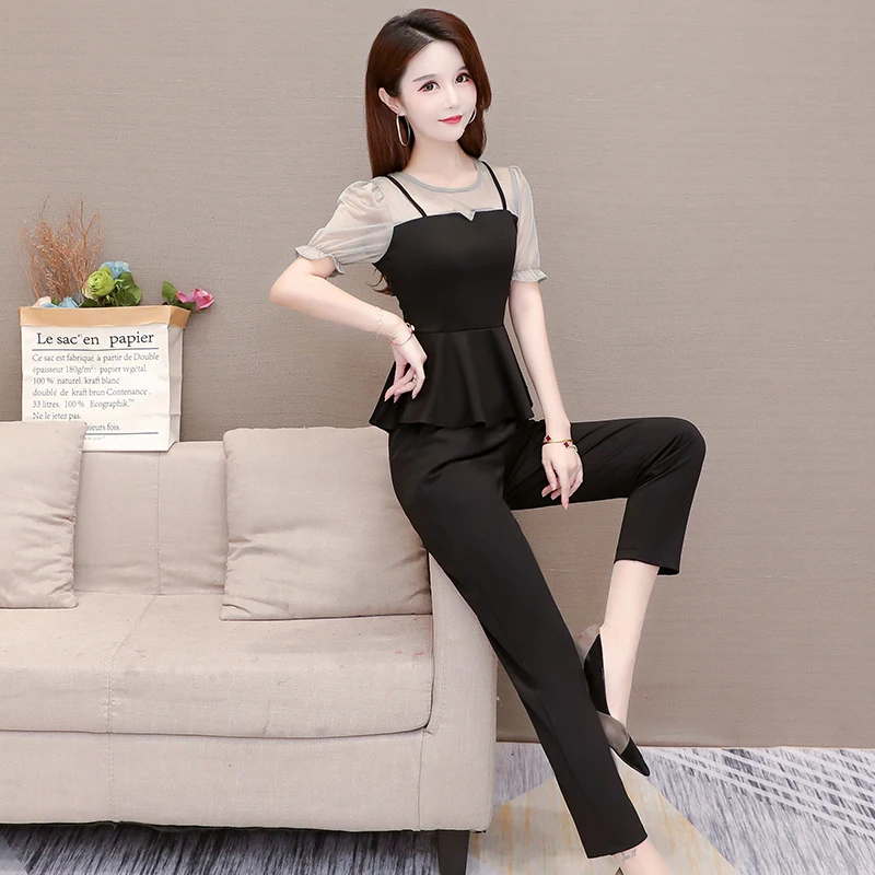 summer 2020 New sets for women Fashion Casual Two-piece Set Female Short sleeve trousers suit spring Office Lady Outfits Uniform |