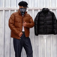 Natural Leather Cowhide Down Jacket Men Winter Warm Zipper Loose Casual Classic Black Jacket Luxury Brand Biker Short Coat