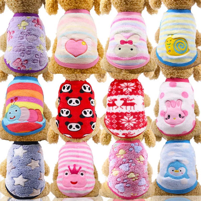 Мультяшная зимняя одежда для собак мягкая флисовая куртка теплая кошек щенков