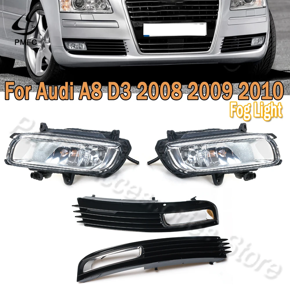 

Защитная решетка переднего бампера PMFC для Audi A8 QUATTRO A8 D3 2008 2009 2010 4E0941699B 4E0941700B 4 шт. левый правый галогенный противотуманный фонарь