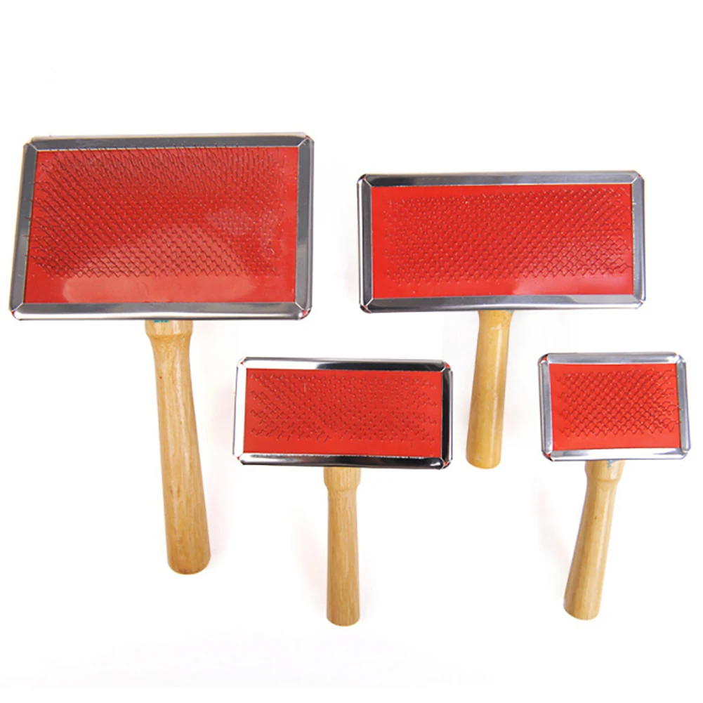 Расческа для ухода ха шерстью животных Массажная щетка волос с деревянной ручкой