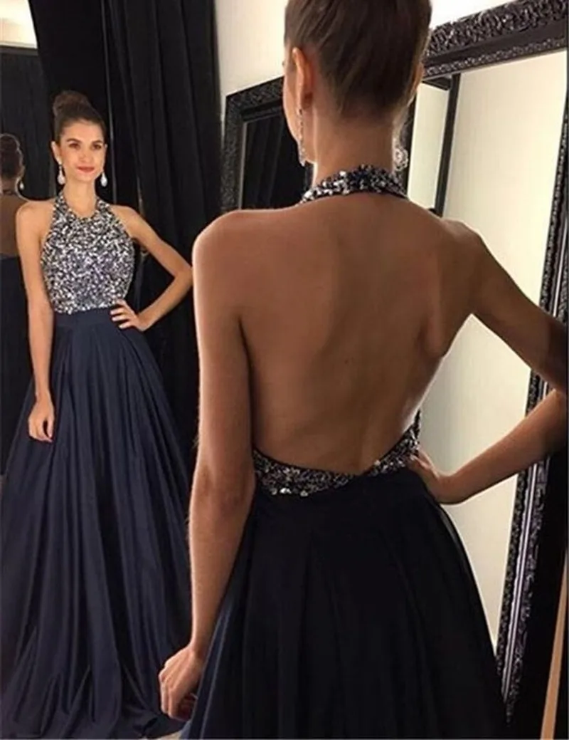 Женское вечернее платье элегантное расшитое блестками без рукавов с лямкой на