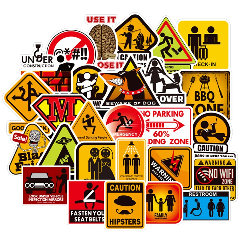 50 шт. 2 стиля Предупреждение Знак наклейки Настенные обои мотоцикл Холодильник