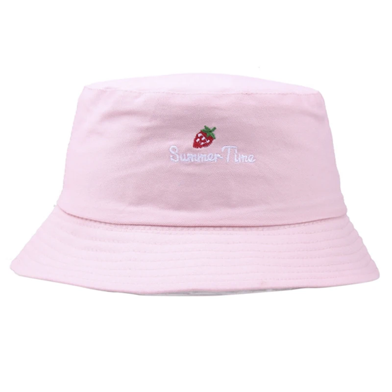 Панама женская складная с вышивкой клубники и надписью 1 шт. | Аксессуары для