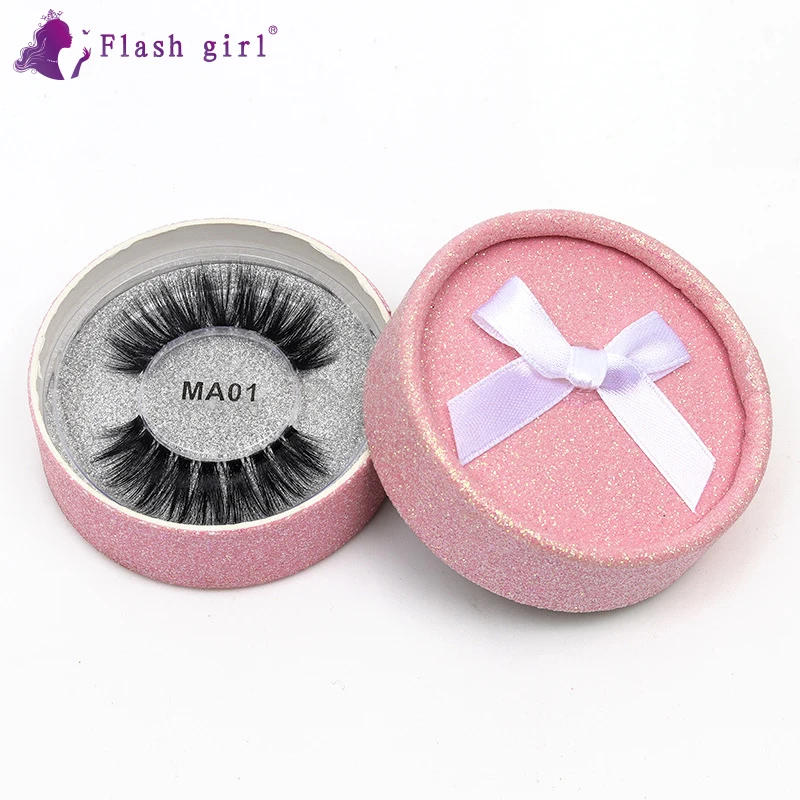 

1 пара натуральных длинных накладных ресниц MA01, шелковые белковые накладные ресницы в розовой упаковке, 100% Искусственные норковые ресницы р...