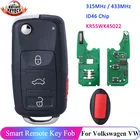 KEYECU 3 + 1 Кнопка 315 МГц 433 МГц ID46 KR55WK45022 для VW Touareg Phaeton 2003 2004 2005 2006 2007 2008 2009 2010 Flip дистанционный ключ