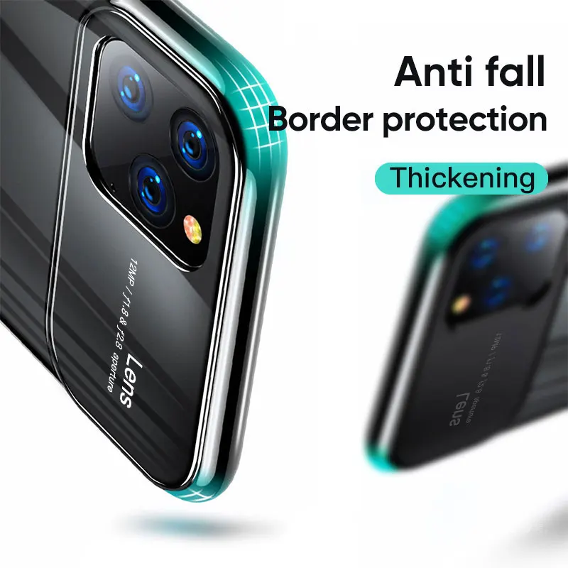 

Joyroom Luxury Case For iPhone 11 Pro Max 360 Protection Transparent Mirror Glass Bumper Case Cover For iPhone 11 Ultra Thin