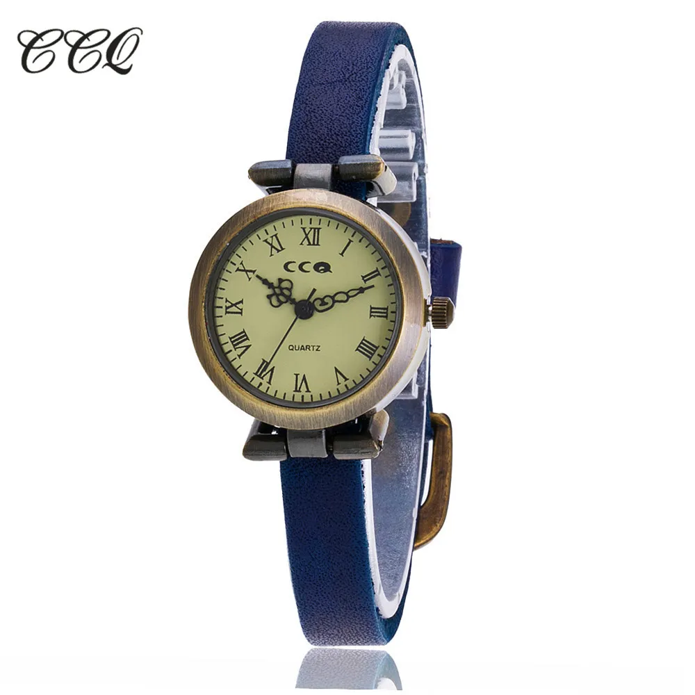 CCQ Brand New Fashion Roman Vintage Cow Leather Bracelet Watch Casual Ladies Wristwatch Quartz Women Watches Relogio Feminino *A | Наручные