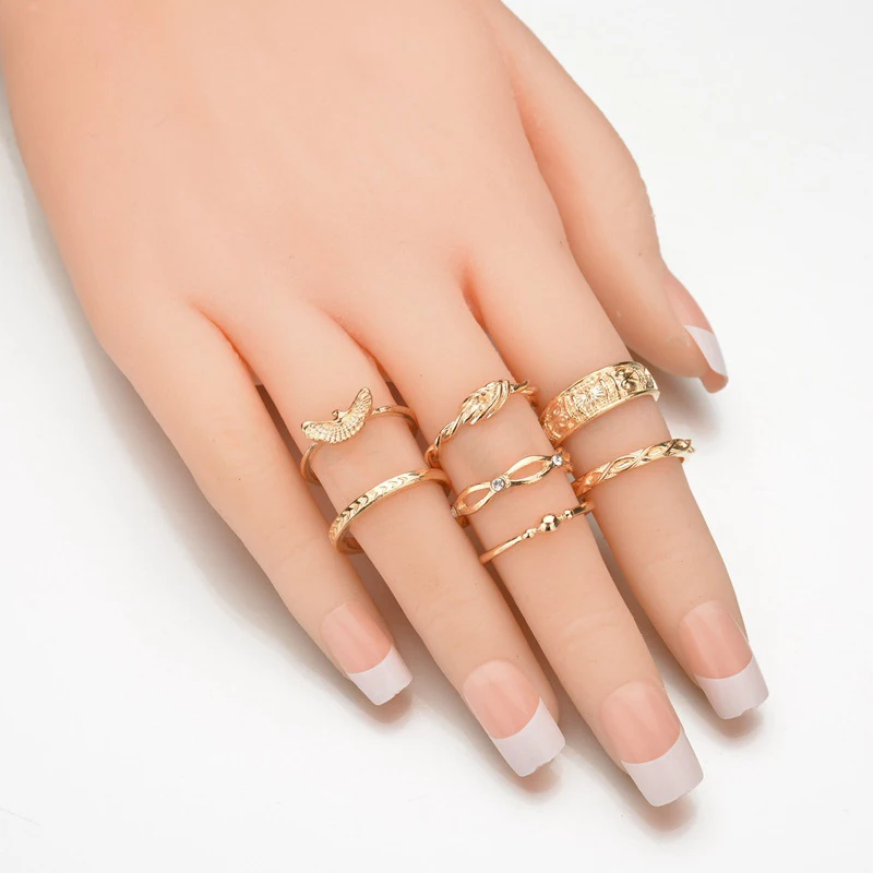 

12 Pcs/Set Vintage Alloy Engagement Ring Set Geometric Carved Knuckle Ring Kits