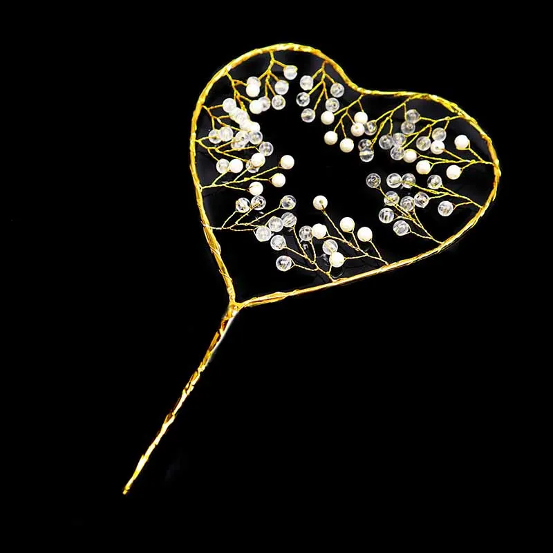 1Pc Happy Birthday Cake Toppers Gold Round Hearts Shaped Cupcake Topper Elegant Decorations Wedding Party Supplies | Дом и сад