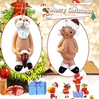 resin naked santa claus christmas decoration funny christmas tree hanging pendants xmas navidad home party decoration ornaments