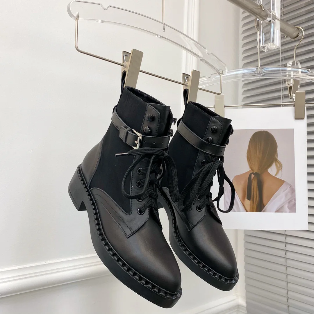 

Casual Designer Women Boots Black Genuine Leather Thick Sole Short Booties Chelsea Boots Martin Boots For Woman Motorcycle Boots