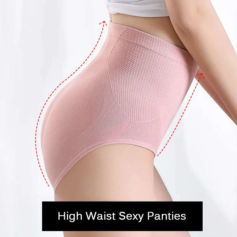 Бесшовное эластичное женское нижнее белье трусики с высокой талией для