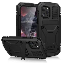 Full-Body Rugged Armor Shockproof Protective Case for iPhone 13 12 Pro Max Mini 11 Pro Max Kickstand Aluminum Metal Cover